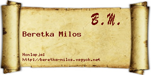 Beretka Milos névjegykártya
